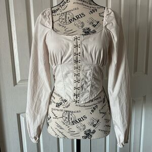 Japna Cream Long Sleeve Corset Blouse